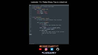 Leetcode 114. Flatten Binary Tree to Linked List in Python | Python Leetcode | Python Code Tutorial