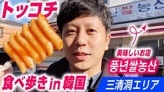 【韓国のおやつ】떡꼬치 トッコチ！食べ歩きにぴったり！甘辛いタレと揚げたお餅がめちゃくちゃ美味しい！