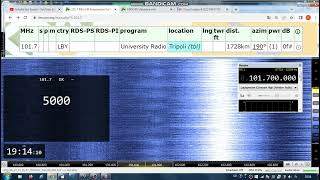 FM DX Es - 170623 1520UTC - 101.7 - UNID - ? University Radio (LBY) Tripoli (tbl) ?kW 1728km