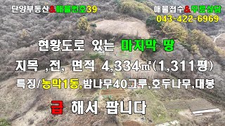 단양부동산촌땅 촌집 /충북제천시 덕산면 선고리에 위치한 농막및전 1,311평현황도로있는 마지막땅 밤나무호두나무매실 감나무 등 유실수가있음