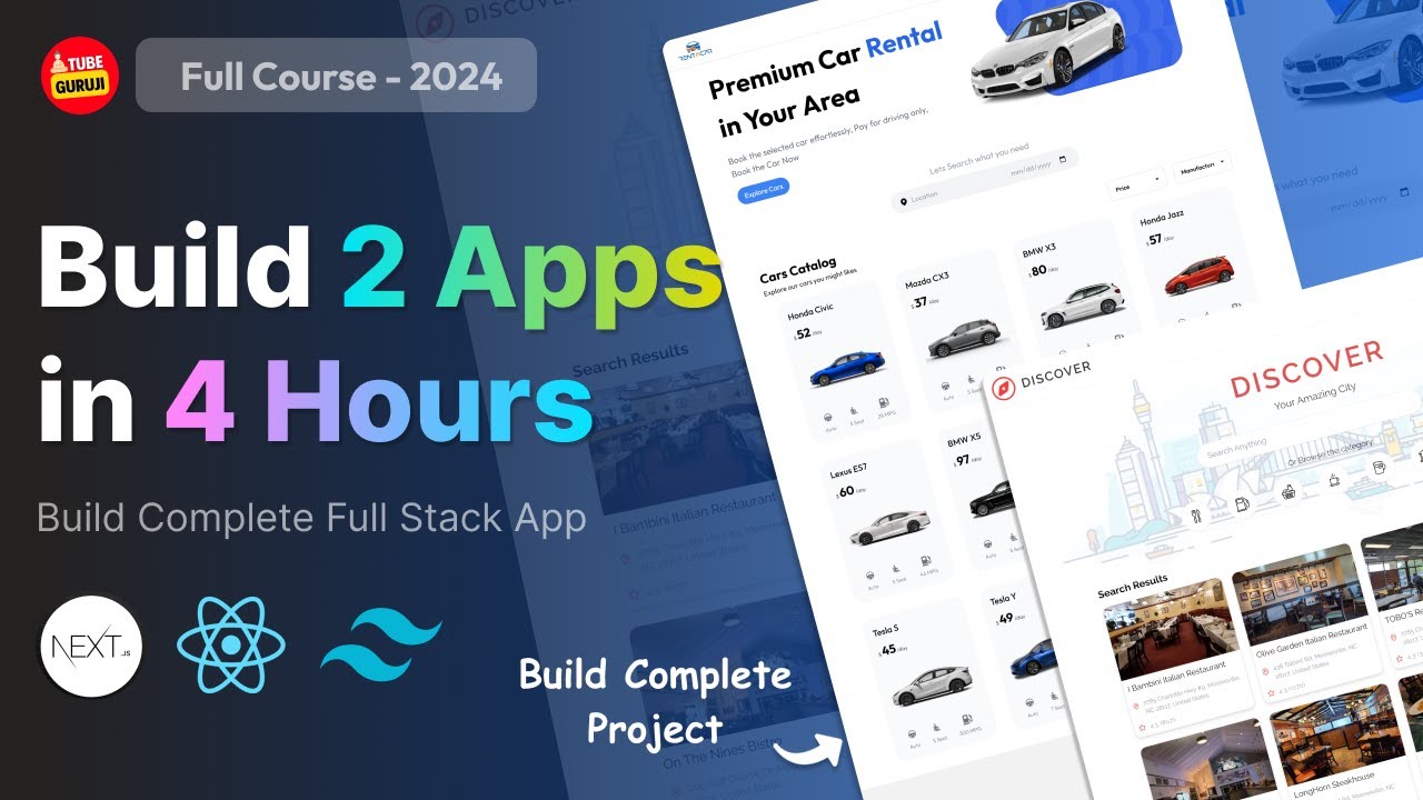 Build 2 Full Stack React Apps With Next Js Tailwind Css 4 Hour Crash