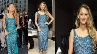 Taylor swift BFF Blake Lively stunning look in Blue Beaded Frock at Tiffany and