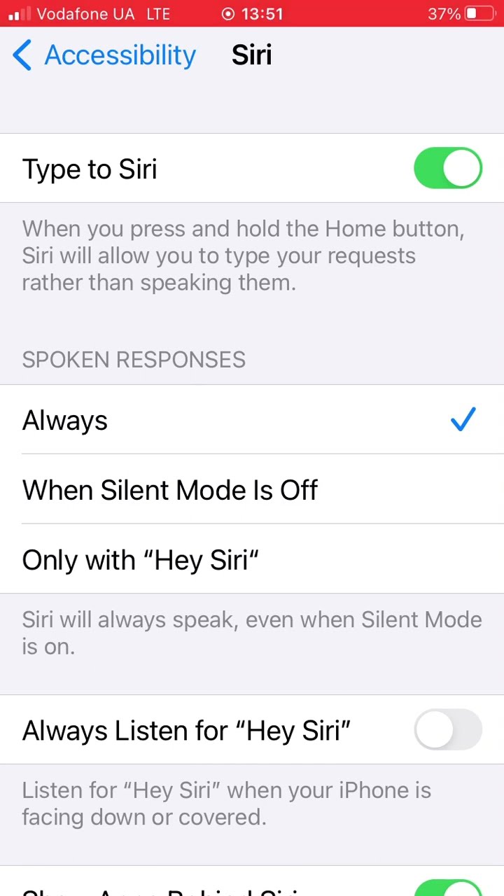Controlling Siri audio feedback on iPhone