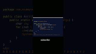 print A to Z alphabet using simple Java program #code #java #programming #developers #shortsvideo