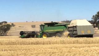 Tecfarm Smartcart 40 Chaff Cart with JD 9660 Combine.Hilly and tight