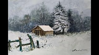 Watercolour Painting Tutorial : Snowy Scene