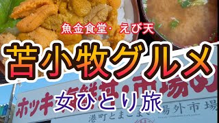 【苫小牧グルメ】新鮮ウニが絶品！魚金食堂で贅沢ランチ｜ボリューム満点の天丼は「えび天」【女ひとり旅】