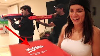 SURPRISING HIM FOR BIRTHDAY W/ COOKIE CAKE & NERF WAR!!