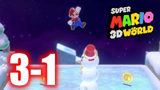 Super Mario 3D World - 3-1 Snowball Park - All Stars \u0026 Stamp 100% Gameplay Walkthrough