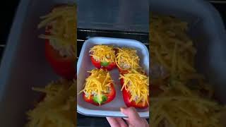 How to make an easy & healthy TUNA MELT STUFFED BELL PEPPERS - quick & easy recipes #shorts