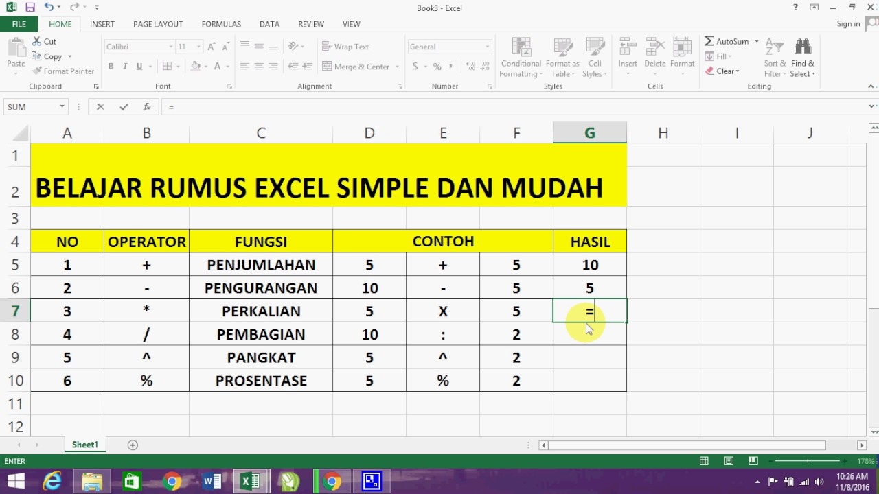 Belajar Excel Belajar Rumus Excel Simple Dan Mudah Youtube
