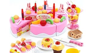 Toy cutting velcro cakes strawberry chocolate custard vanilla fruit cake sponge cake