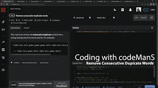 Codewars 7 kyu Remove Consecutive Duplicate Words Javascript