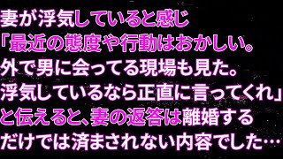 【修羅場】妻が浮気していると感じ「最近の態度や行動はおかしい。外で男に会ってる現場も見た。浮気しているなら正直に言ってくれ」と伝えると、妻の返答は離婚するだけでは済まされない内容でした