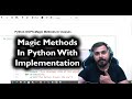 Advance Python Series-Magic Methods In Classes