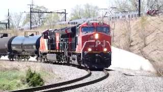 CN 3156 \u0026 CN 3150 Pull A Long Mixed Freight Through Matteson IL!