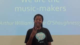 Sisipho Makambi performing We are the music-makers by Arthur William Edgar O'Shaughnessy