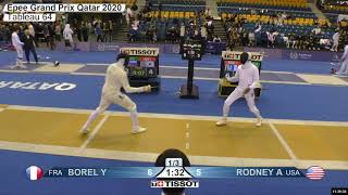 2020 387 T64 16 M E Individual Doha QAT GP YELLOW RODNEY USA vs BOREL FRA