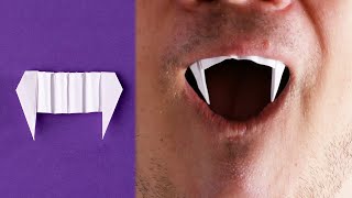 How to make vampire teeth with paper easy for Halloween 🎃 [Origami tutorial]
