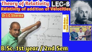 Einstein Velocity addition formula derivation |Relativistic addition of velocities for B.Sc.1st year