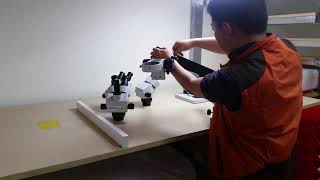 Luckyzoom Stereo Zoom FLB microscope stand set up