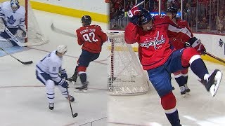 Evgeny Kuznetsov perfectly places a top-shelf snipe from an impossible angle!