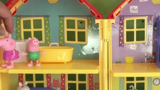 peppa pig doll house toy review with Suzy sheep and george song