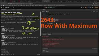 Leetcode EASY Problem 2643. Row With Maximum Ones | DevOps Python Practice