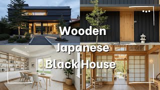 Japanese Black House with Wooden Interior