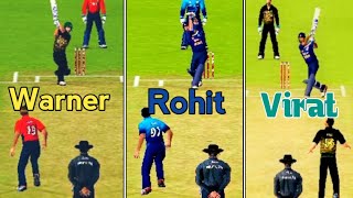 David Warner Vs Rohit Sharma Vs Virat Kohli - batting / real cricket 20 #cricketkinggamerz