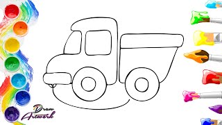HOW TO DRAW AND COLORING A CUTE TRUCK | STEP BY STEP