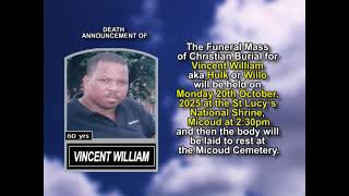 Vincent William ~ Short Obituary