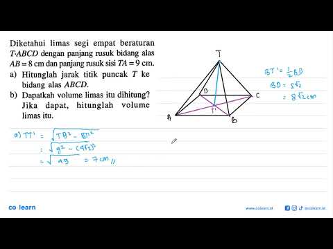 Diketahui Limas Segi Empat Beraturan T.ABCD Dengan Panjang Rusuk Bidang ...