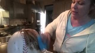 How to paint a pumpkin to look like a baseball