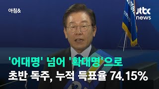 '어대명' 넘어 '확대명'으로…초반 독주, 누적 득표율 74.15% / JTBC 아침\u0026