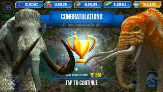 BATTLE OF WOOLLY MAMMOTH WITH MASTODON VIP TOURNAMENT ARAMBIURGIANIA | JURASSIC WORLD THE GAME