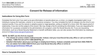 Form SSA 3288 walkthrough (Consent for Release of Information)