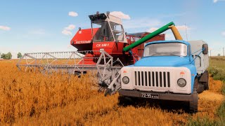 FS22 / Map Vladimirovka / #81 Harvesting wheat NIVA SK-5M-1, MTZ-82, 2PTS-4 Furgon, GAZ-53