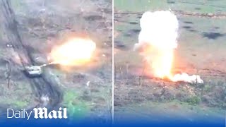 Ukraine T-64BV hits and destroys Russian T-72B3 whilst being ambushed by enemy anti-tank missiles