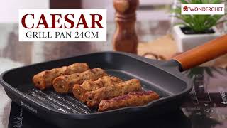 Caesar Grill Pan with wooden handle | Wonderchef by Sanjeev Kapoor