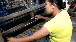 Ikat weaving on a loom, Sidemen, Bali, Indonesia