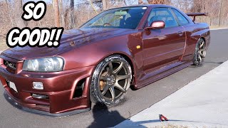 R34 NISSAN SKYLINE GETS NEW WORK EMOTION WHEELS