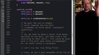 Snooker, Pool, or Billiards in JavaScript: tutorial on player input -- cue mechanic