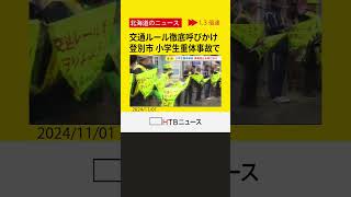 道警や登別市の職員などドライバーや歩行者らに交通ルールの徹底呼びかけ　登別・男子小学生重体事故を受け