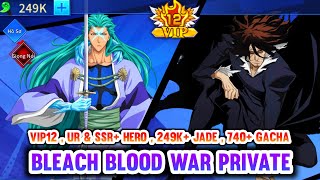 Bleach Blood War Private Server - VIP12 , 249K Jade , 740+ Ticket Gacha , UR Hero \u0026 SSR+ , And More