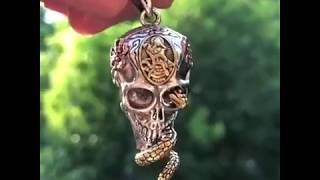 Solid 925 Silver Skull Pendant Necklace For Biker Man