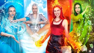 Fire Girl, Water Girl, Air Girl and Earth Girl / Four Elements in Real Life