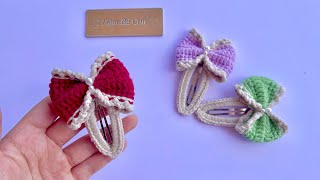 Crochet bow hair clip | Hướng dẫn móc kẹp tóc nơ