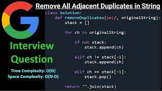 Remove All Adjacent Duplicates in String - Stack - Python