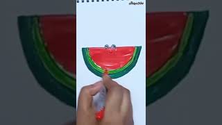 | HOW TO DRAW A WATERMELON 🍉 | | WATERMELON 🍉DRAWING| #shorts #watermelon #creativeart #satisfying